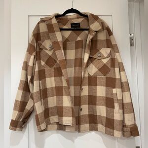 Brown and Tan Plaid Shacket